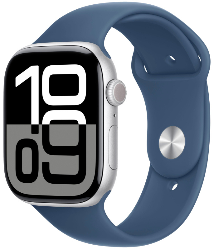 Apple Watch 10 42mm, Aluminum Silver/Denim Sport Band